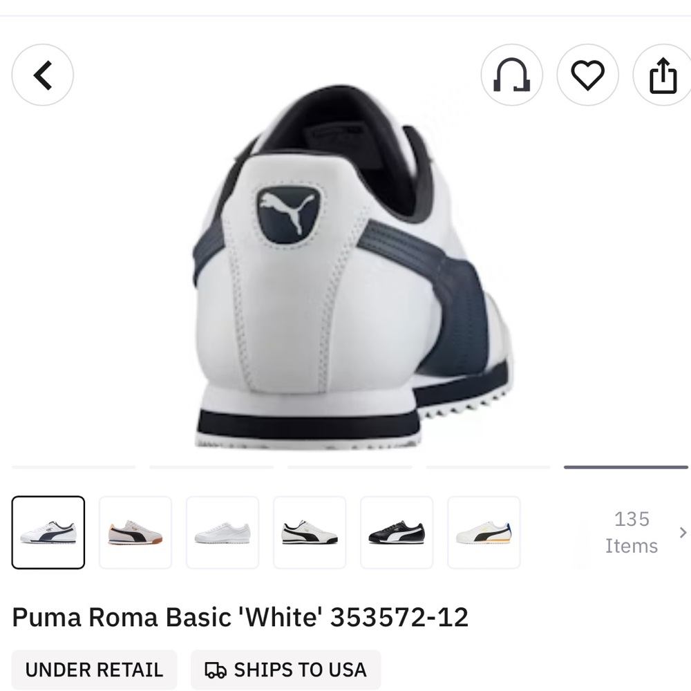 NWOT Puma Roma Basic 'White' 353572-12 men’s sneakers, size 8 - Picture 11 of 11